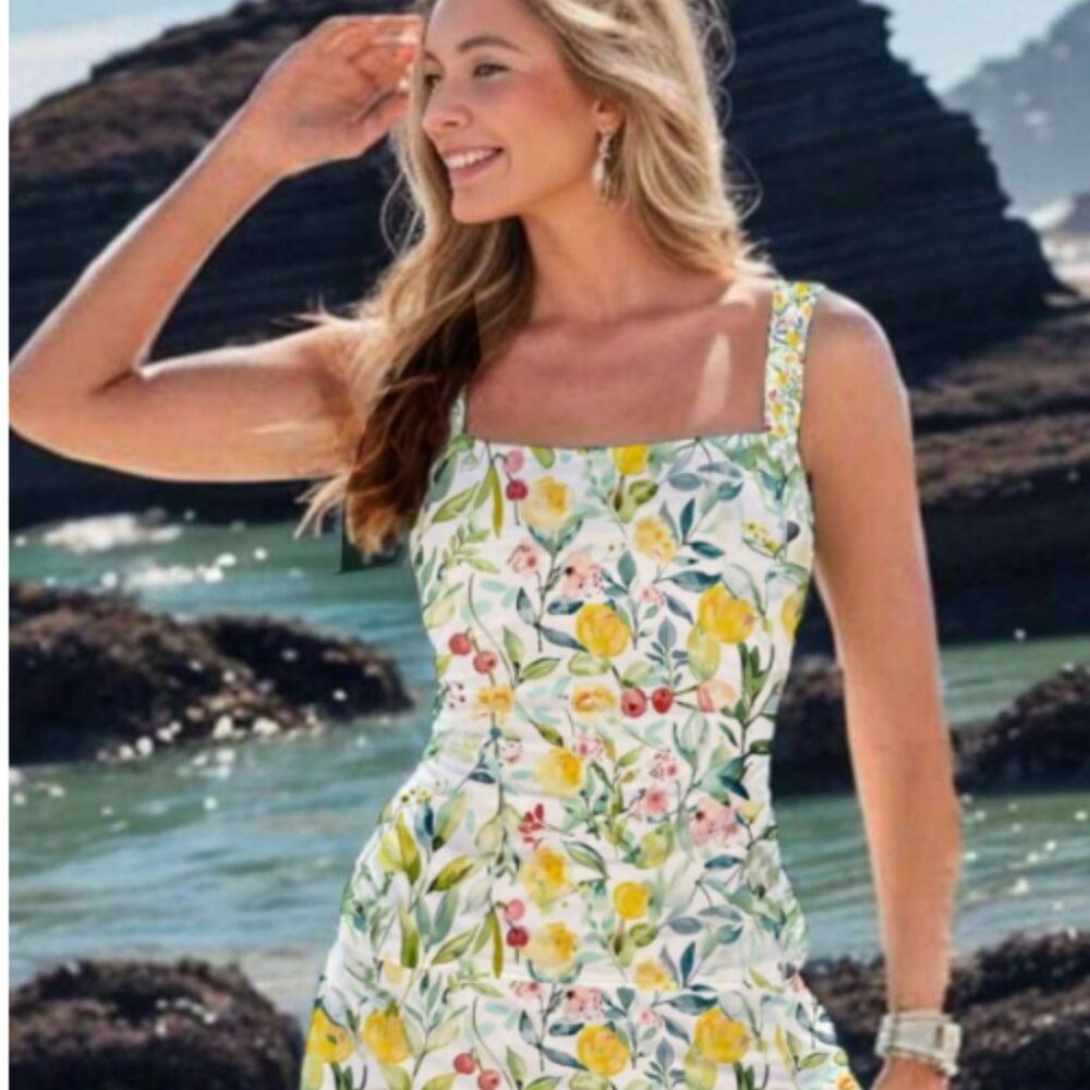 Beautiful Retro Square Neck Tankini Set